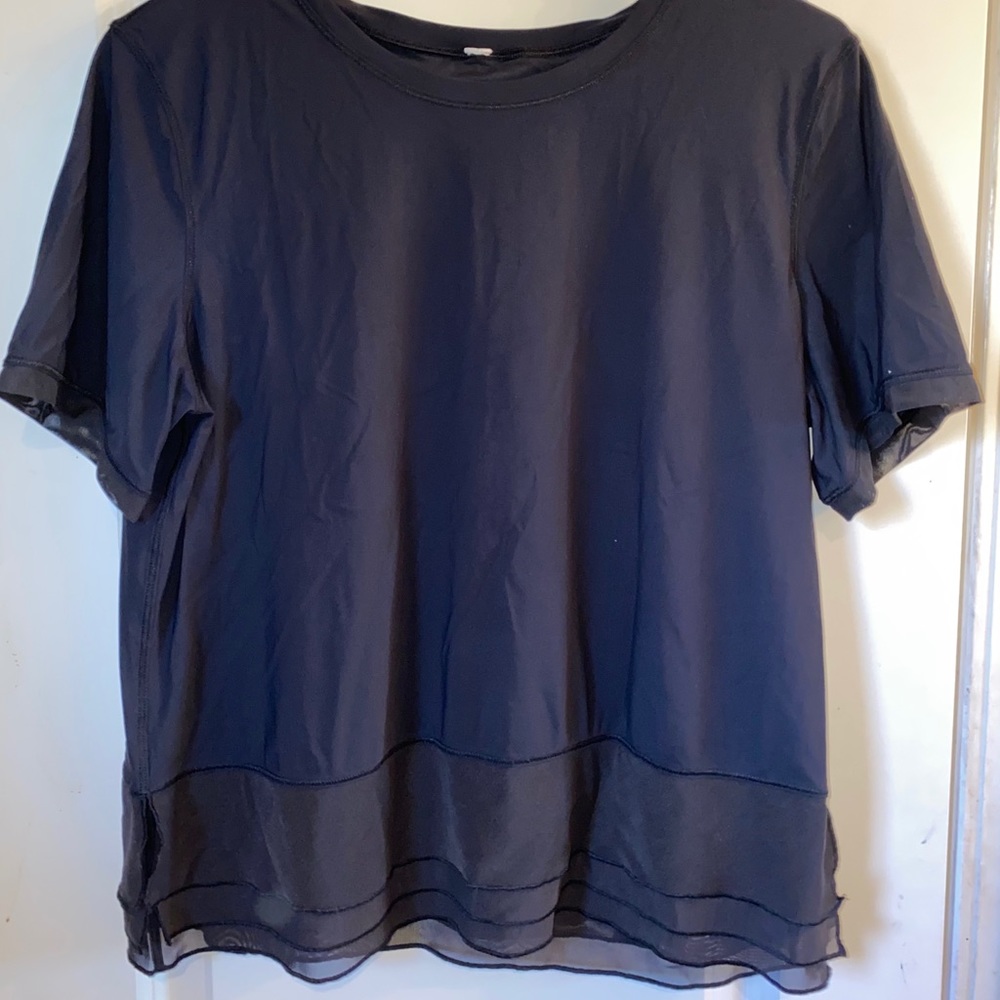 Black Lululemon Black Tee with Mesh Bottom